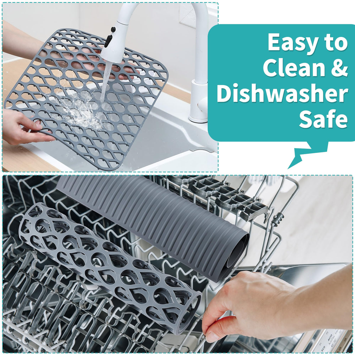 Dunkive 3 Pack Sink Mat and Sink Saddle Set,Cuttable Protectors