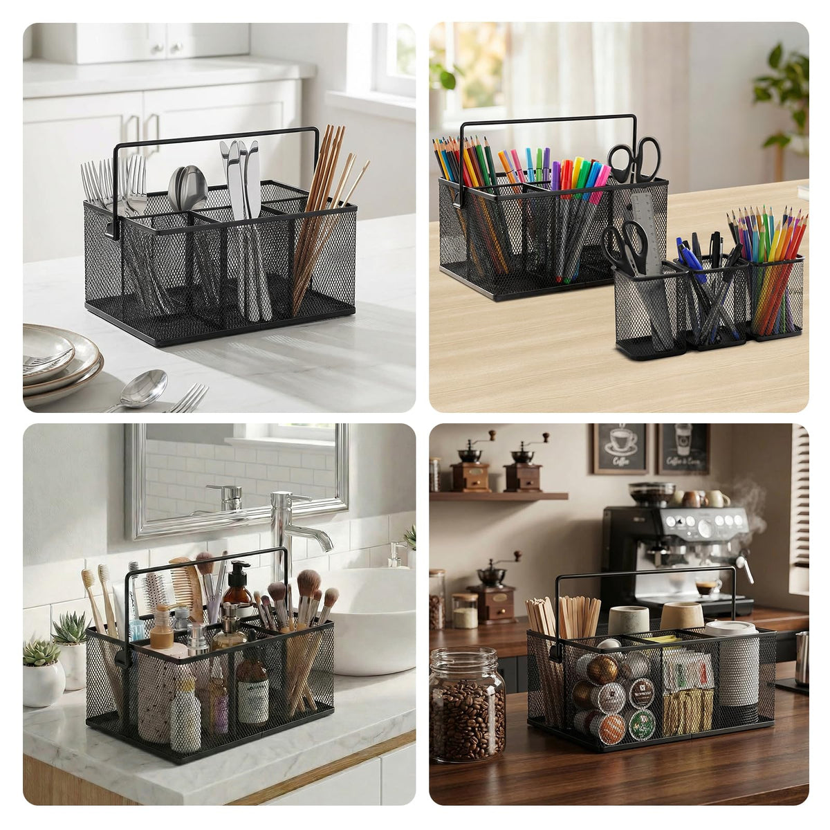 Neudeco Utensil Holder Set of 3, Black