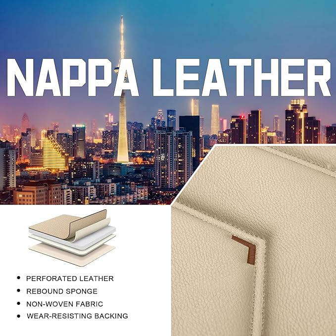 CTDS Car Seat Covers for Honda Civic 2000-2026, Stylish Sport Seat Cover, Premium Nappa Leather Car Seat Cover. Automobile Seat Covers Sets.(Luxury 5 Seats/Beige)