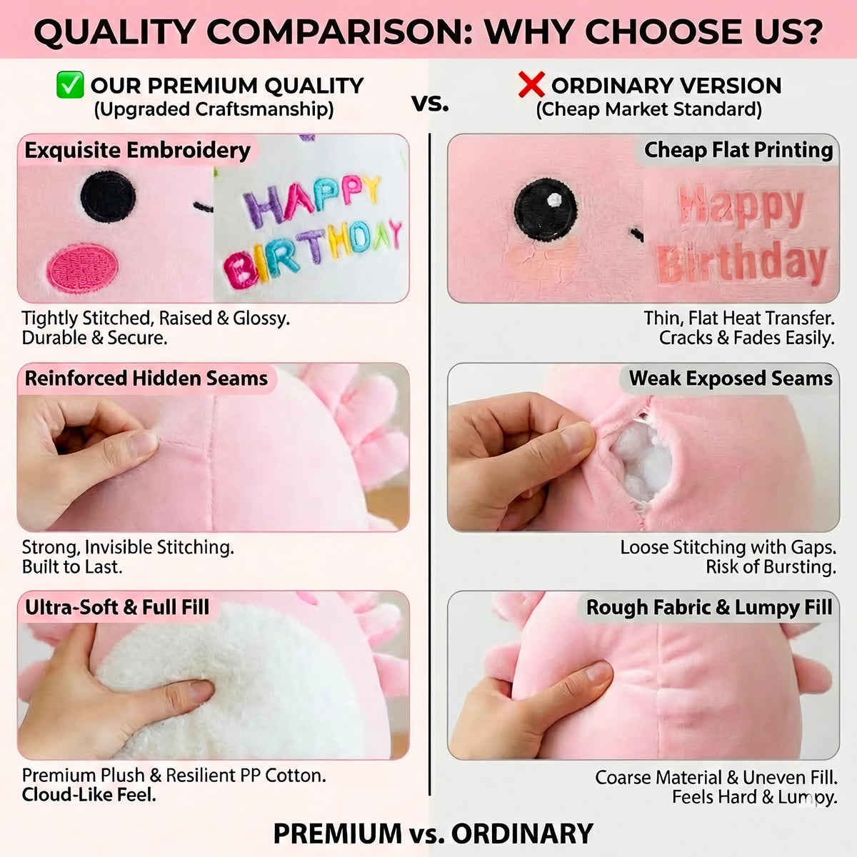 Gudisi Axolotl Plush Adorable Axolotl Stuffed Animals Soft Birthday Gift Axolotl Plushies Pillow for Kids Boys Girls Pink 8 inch