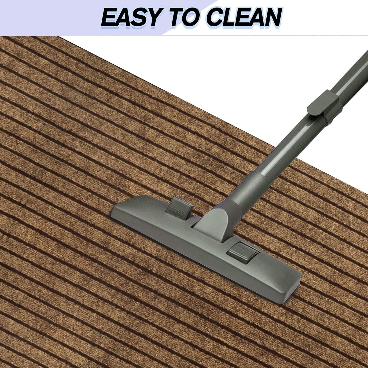 Custom Size Backed Non-Slip Area Rugs Runner, Easy Clean, Waterproof Runner Rugs for Hallway Entryway, Kitchen, Laundry, 3FT x 6FT, Brown Stripe