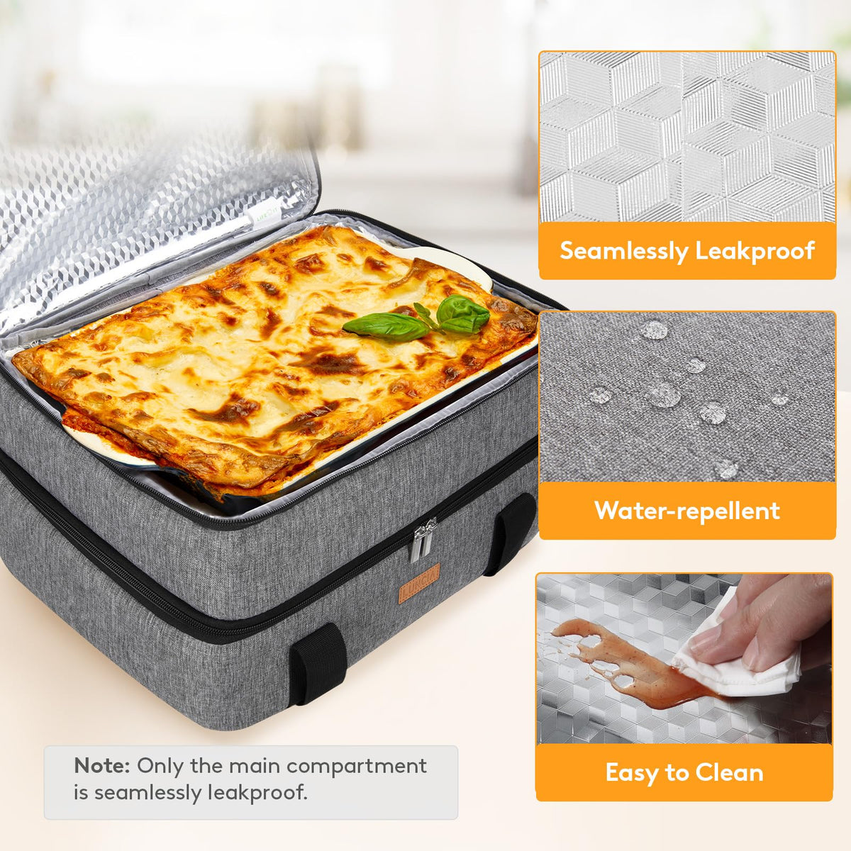 LUNCIA Insulated Double Decker Casserole Carrier, Lasagna Lugger Tote