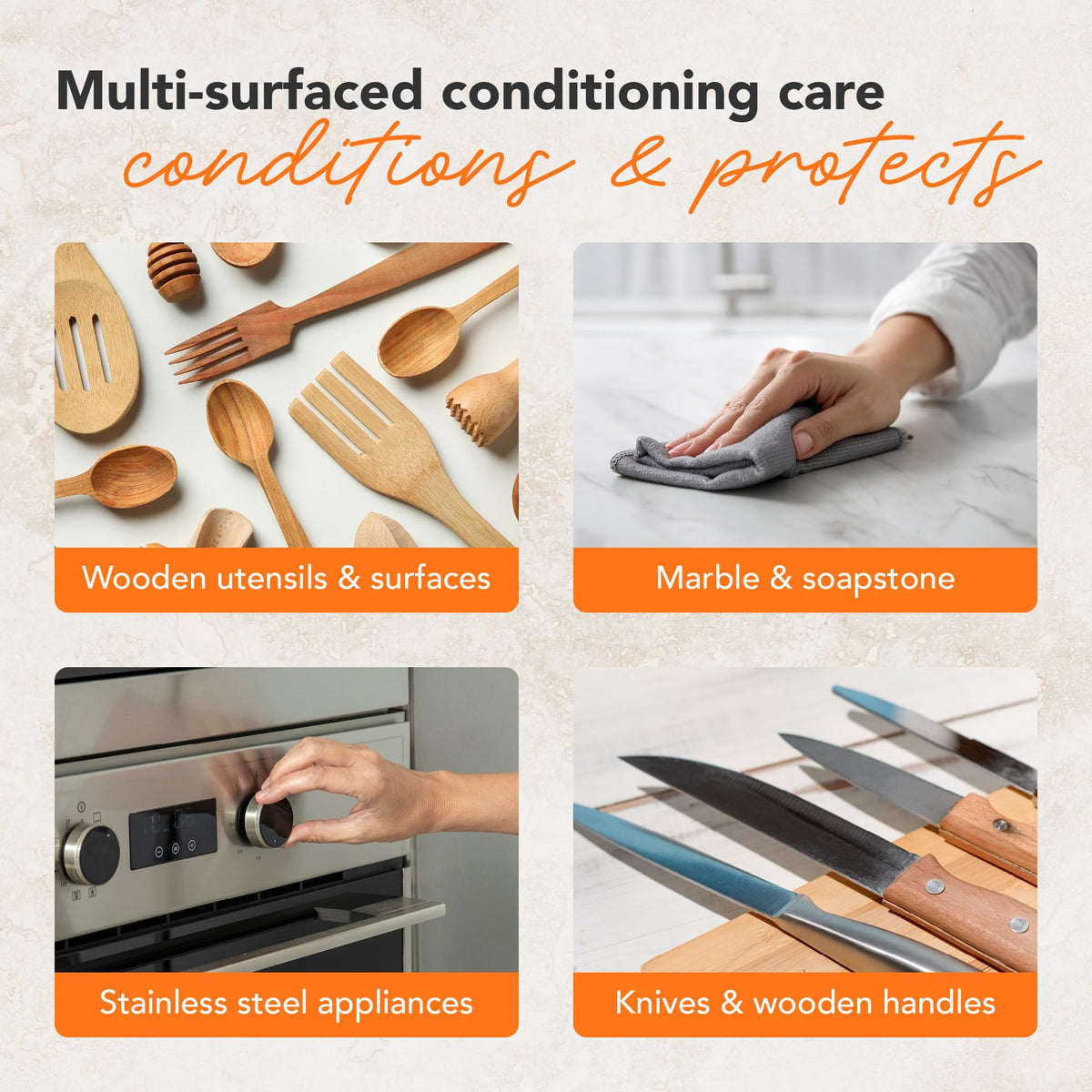 CLARK'S Cutting Board Oil & Wax Kit, Orange Lemon Scent, Food Safe - 2 Pack