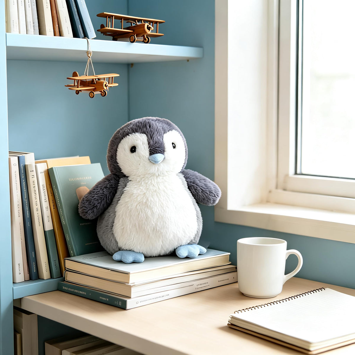 Fufuwarm Adorable Penguin Stuffed Animal, Blue Mouth, 10 Inches