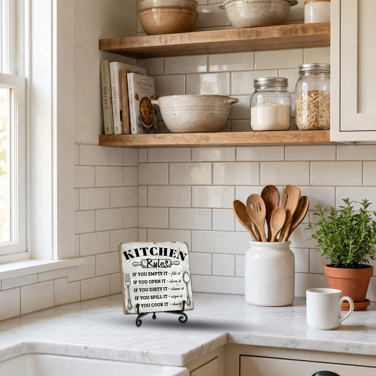 YanNook 5x5 Inch Kitchen Sign, Farmhouse Kitchen Decor for Home Dining Room