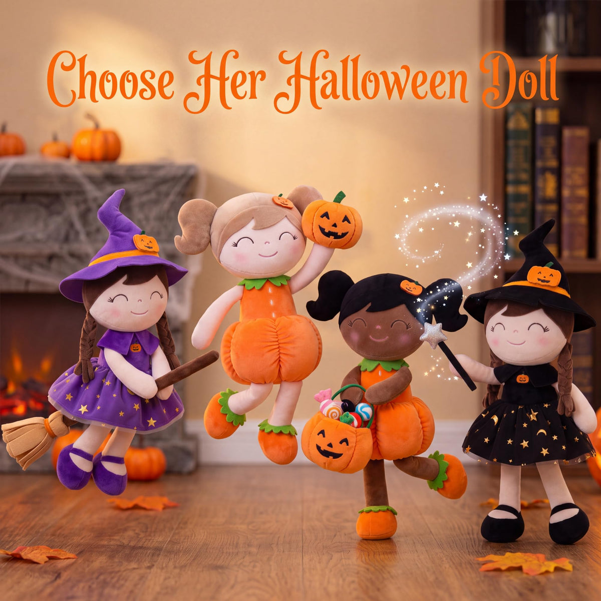 Halloween Plush Toy, Trick-or-Treat Gift, Pumpkin Doll, Keychain, Gift Bag