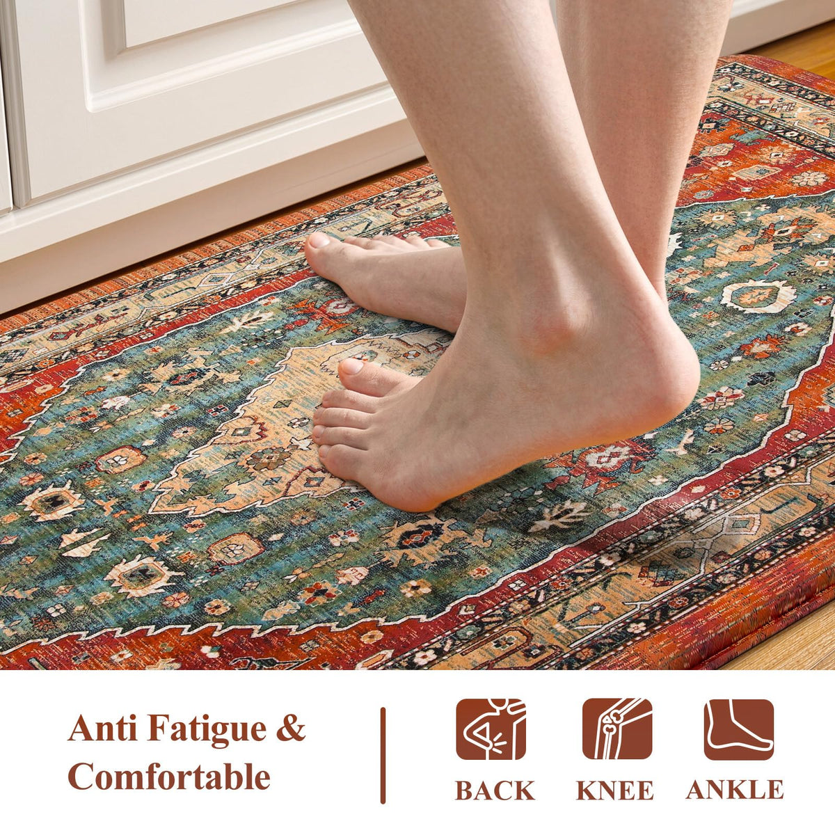 Collive Boho Kitchen Rugs Sets of 2 Fall Kitchen Mats for Floor Waterproof