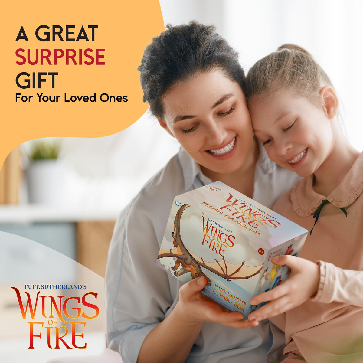 Tui T. Sutherland's - Wings of Fire Dragon Plush Danglers - Sunny & Mystery Dragon Combo Box - Soft Stuffed Animal Dangler Toy - Collectible Dragon Plushies for Kids - 2 Dragons Per Box