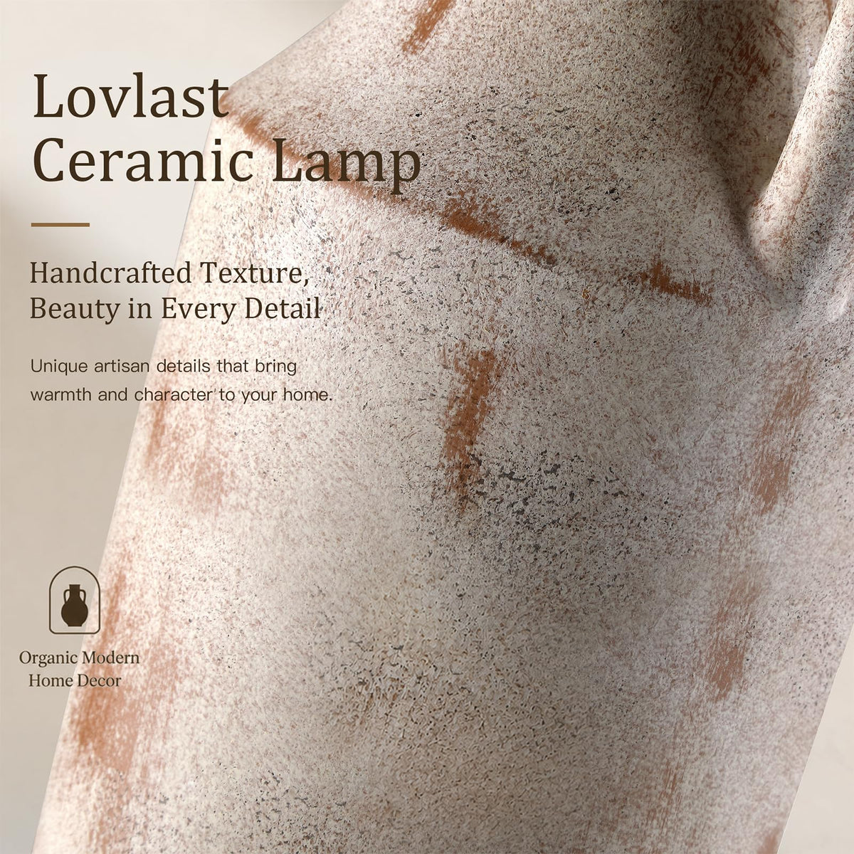 Lovlast Ceramic Table Lamp for Living Room, 26" Rustic Farmhouse Lamp