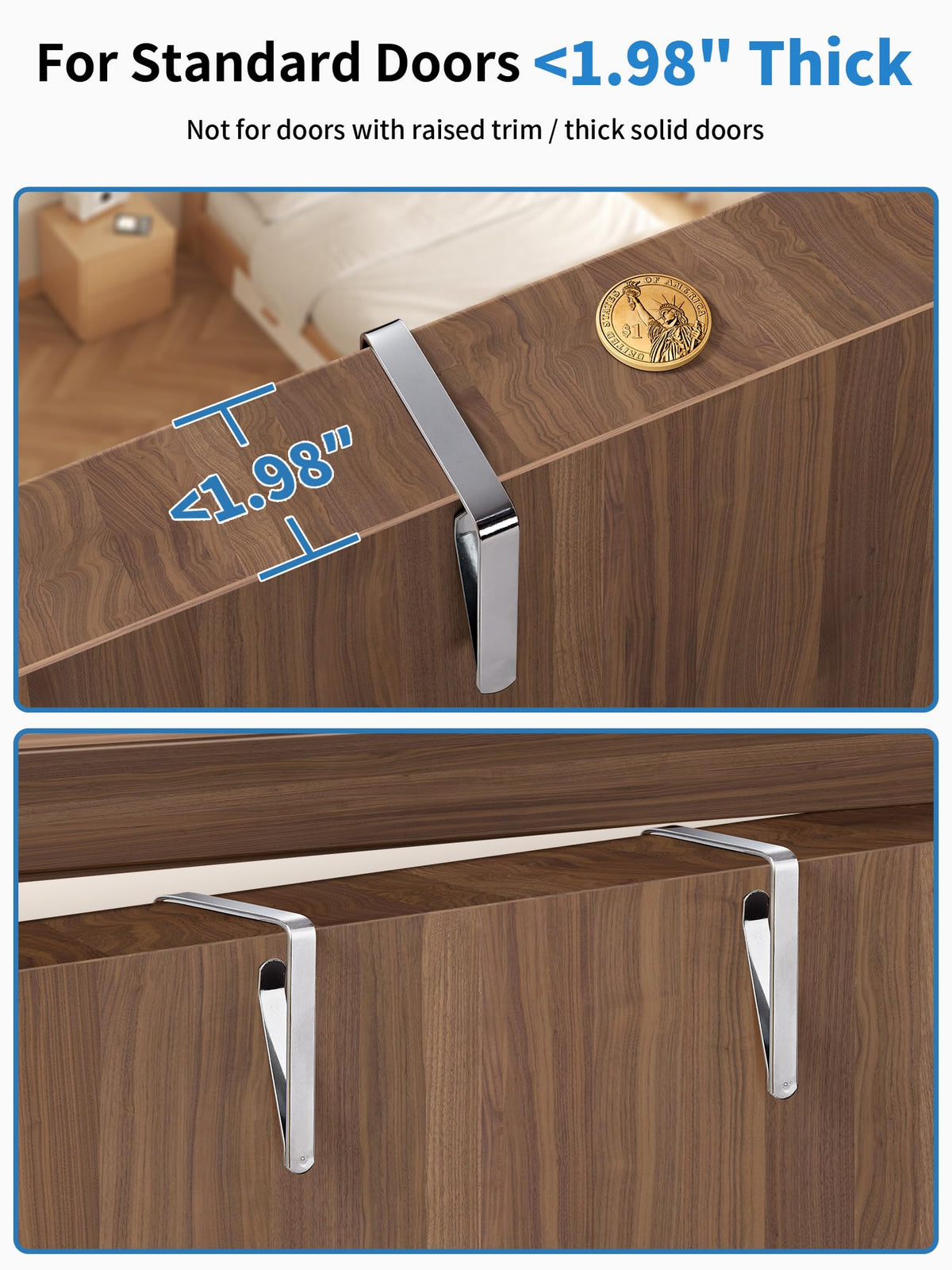 JARLINK Over the Door Organizer for Bedroom, Pantry, Bathroom, 5 Shelf Grey