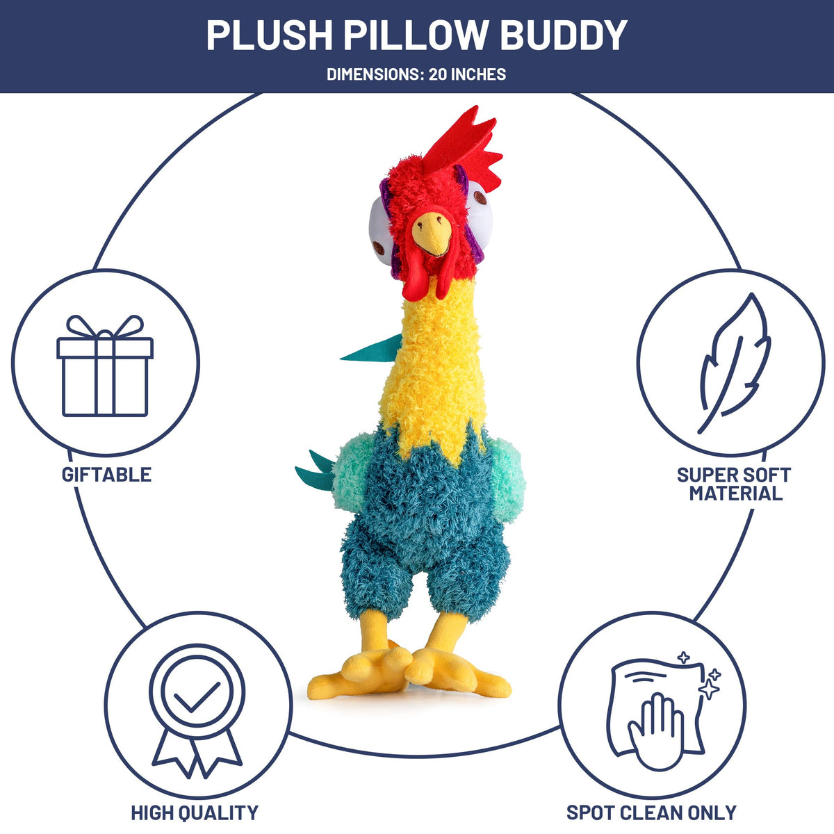 Disney Moana HEI HEI Cartoon Kids Fuzzy Plush Pillow Buddy, Multi