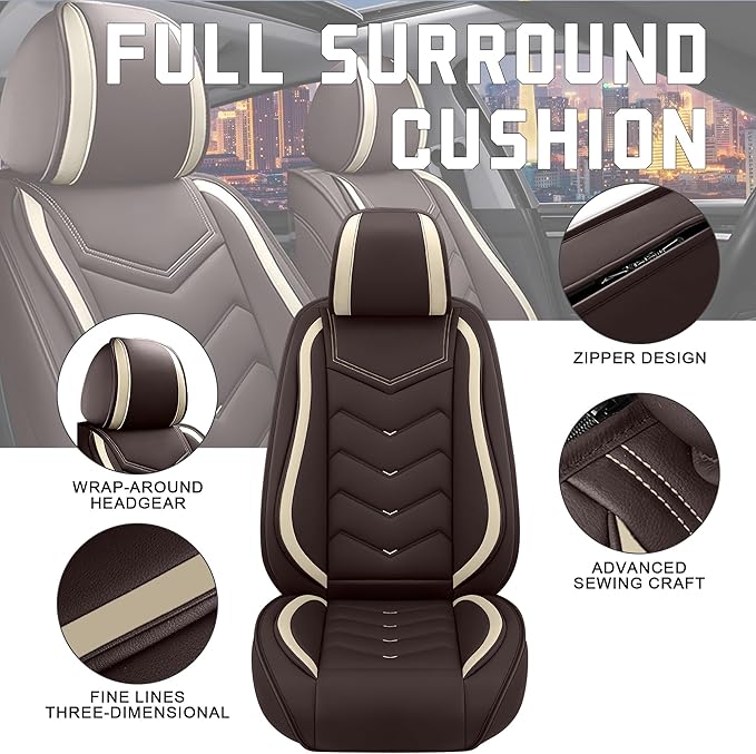 CTDS Car Seat Covers for Honda Accord 2000-2026, Stylish Sport Seat Cover, Premium Nappa Leather Car Seat Cover. Automobile Seat Covers Sets.(Standard 5 Seats/Coffee Color)