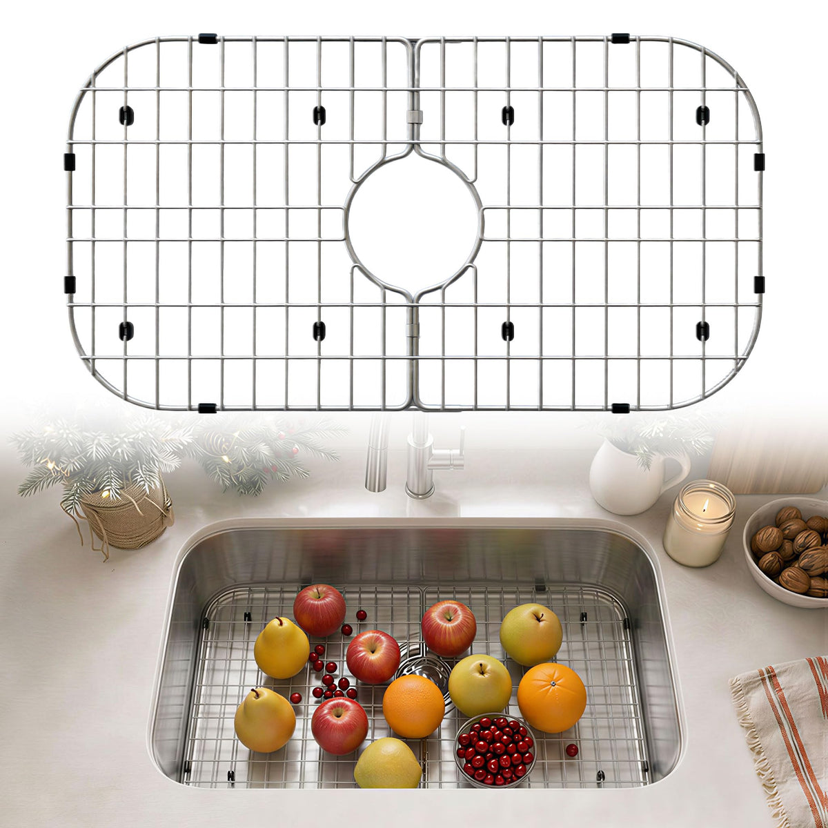 26-3/16"x14-5/16" Stainless Steel Sink Grid Bottom Protector Rack