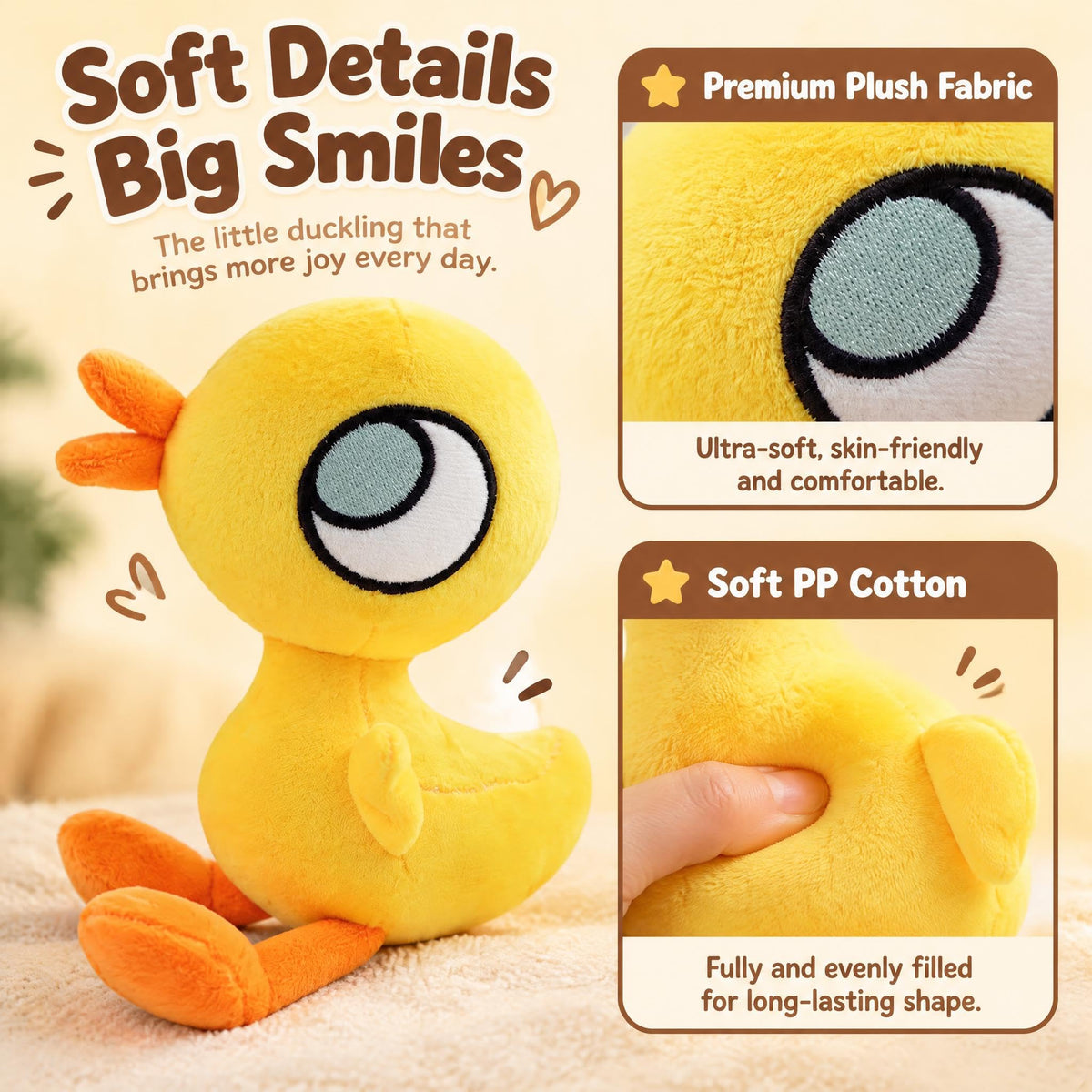 Little Yellow Duck Plush, Pigeon Books Series Soft Stuffed Duckling