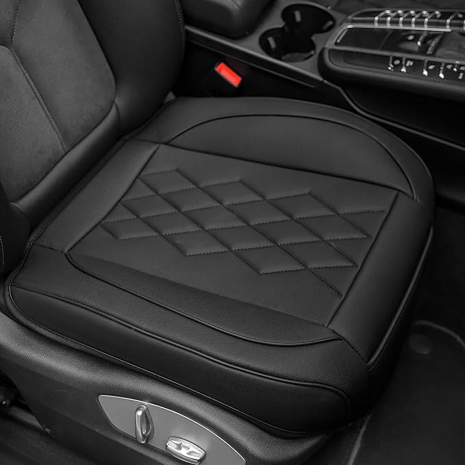 JOJOBAY 2pack Leather Car Seat Cover,Bottom Seat Covers for Cars,Front Seat Protector,Fit for 95% of Vehicles - Padded,Anti-Slip,Premium Leather(2 PCS,Black)