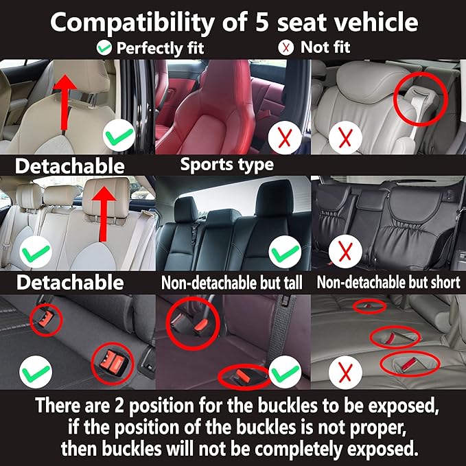 CAPITAUTO Seat Covers, Car Seat Covers Full Set, Black Car Seat Cover, Car Seat Covers Front Seats Back Seat Cover, Waterproof Faux Leather Seat Covers Fit for Most Cars Trucks SUV (Black)