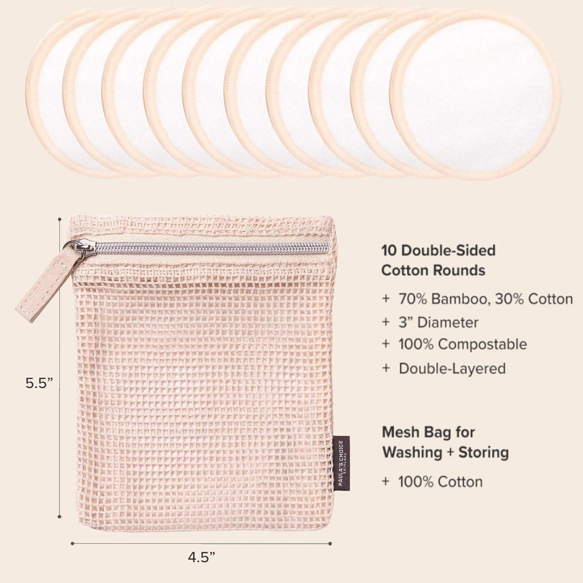 Paula's Choice Reusable Makeup Remover Pads Sustainable Cotton Rounds