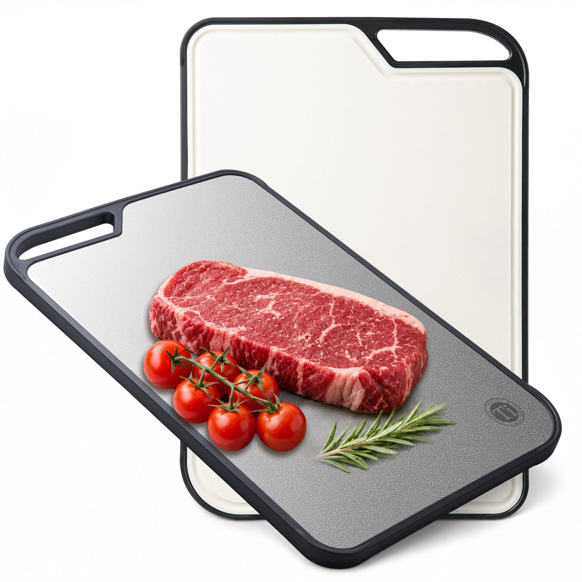 Fyctio Titanium Cutting Board for Kitchen, Double Sided, with Juice Groove