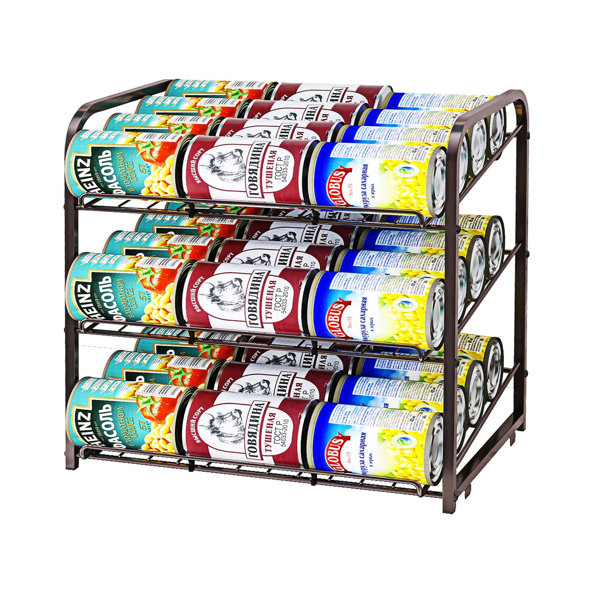 AIYAKA Can Rack Organizer,3 Tier Stackable Can Storage Dispenser,Bronze