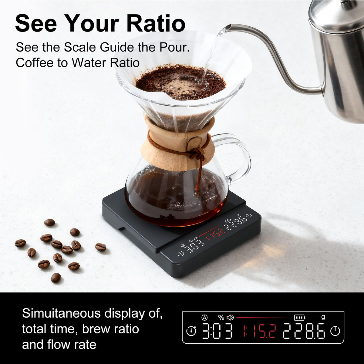 Espresso Coffee Scale with Timer 0.1g Precision Shot Scale