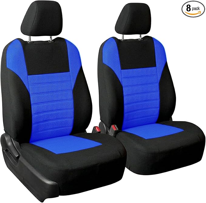 FH Group Automotive Car Seat Covers Front Set Premium 3D Air Mesh Front Seat Covers, Airbag Compatible Universal Fit Interior Accessories for Cars Trucks and SUVs - Blue