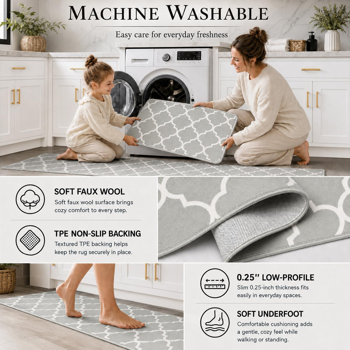 10 Pcs Gray Kitchen Decor and Accessories Set, Modern Geometric Style