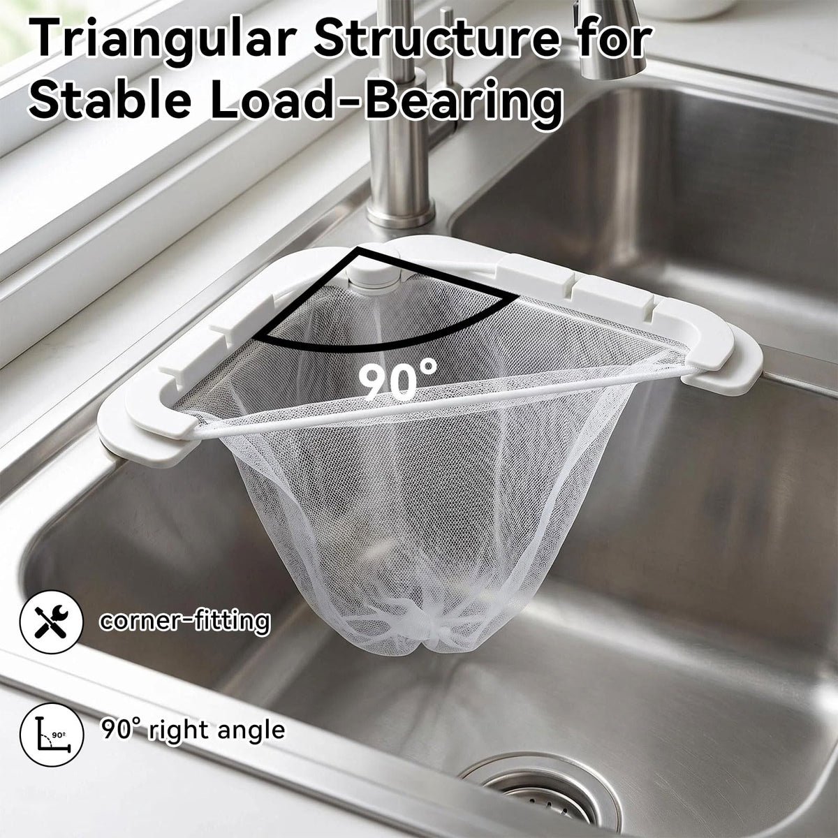 Triangular Kitchen Sink Strainer with 100 Filter Mesh Bag