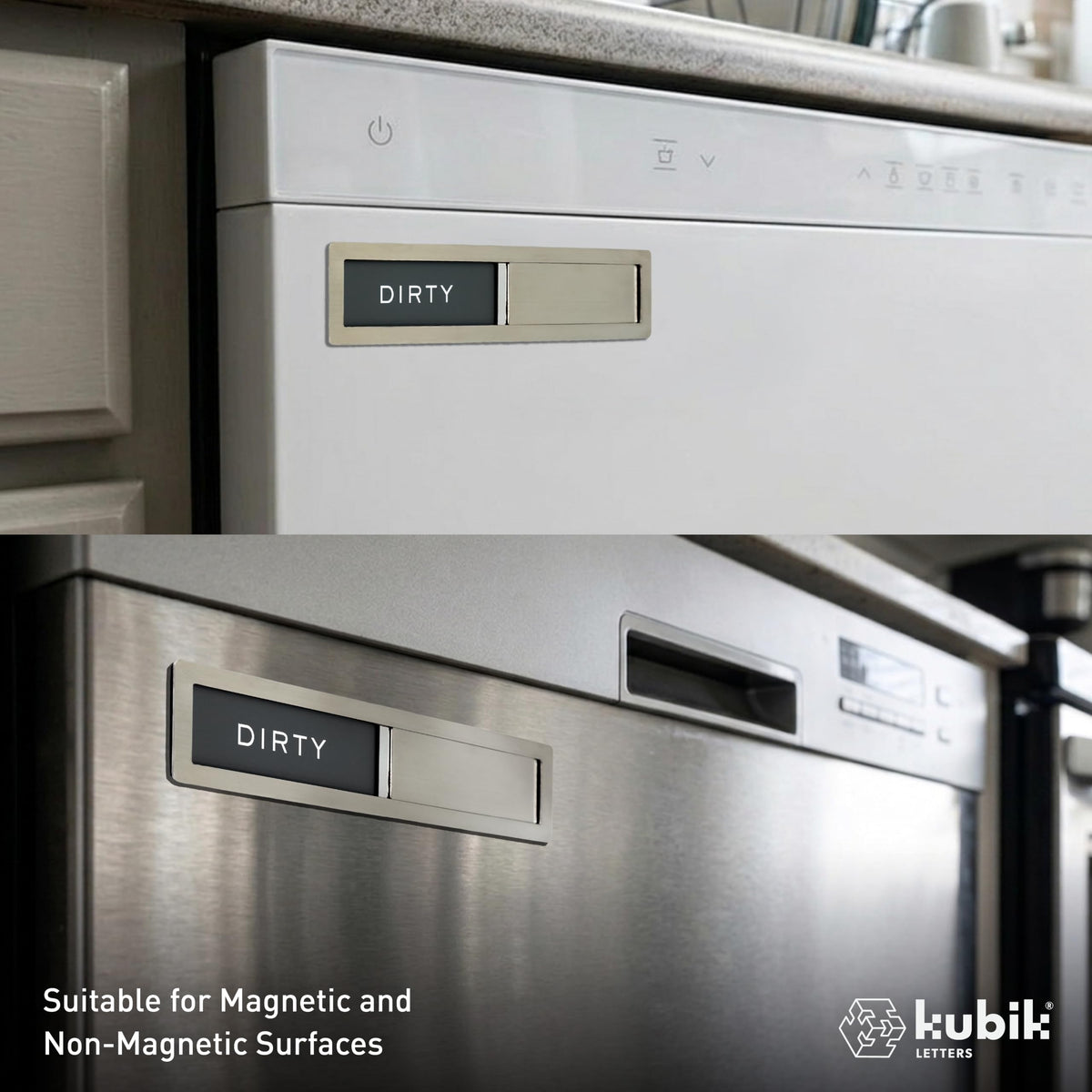 Dishwasher Magnet Clean Dirty Sign by Kubik Letters, Kitchen Organization