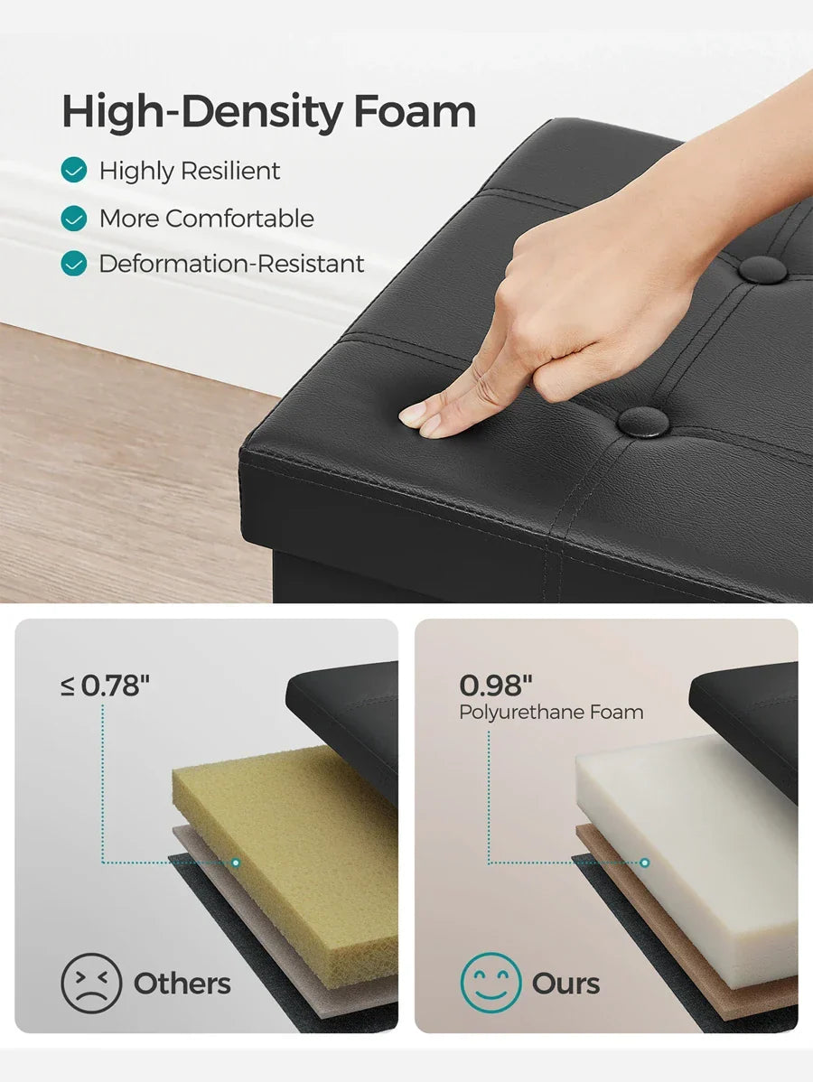 SONGMICS 43 Inches Folding Storage Ottoman Bench Storage
