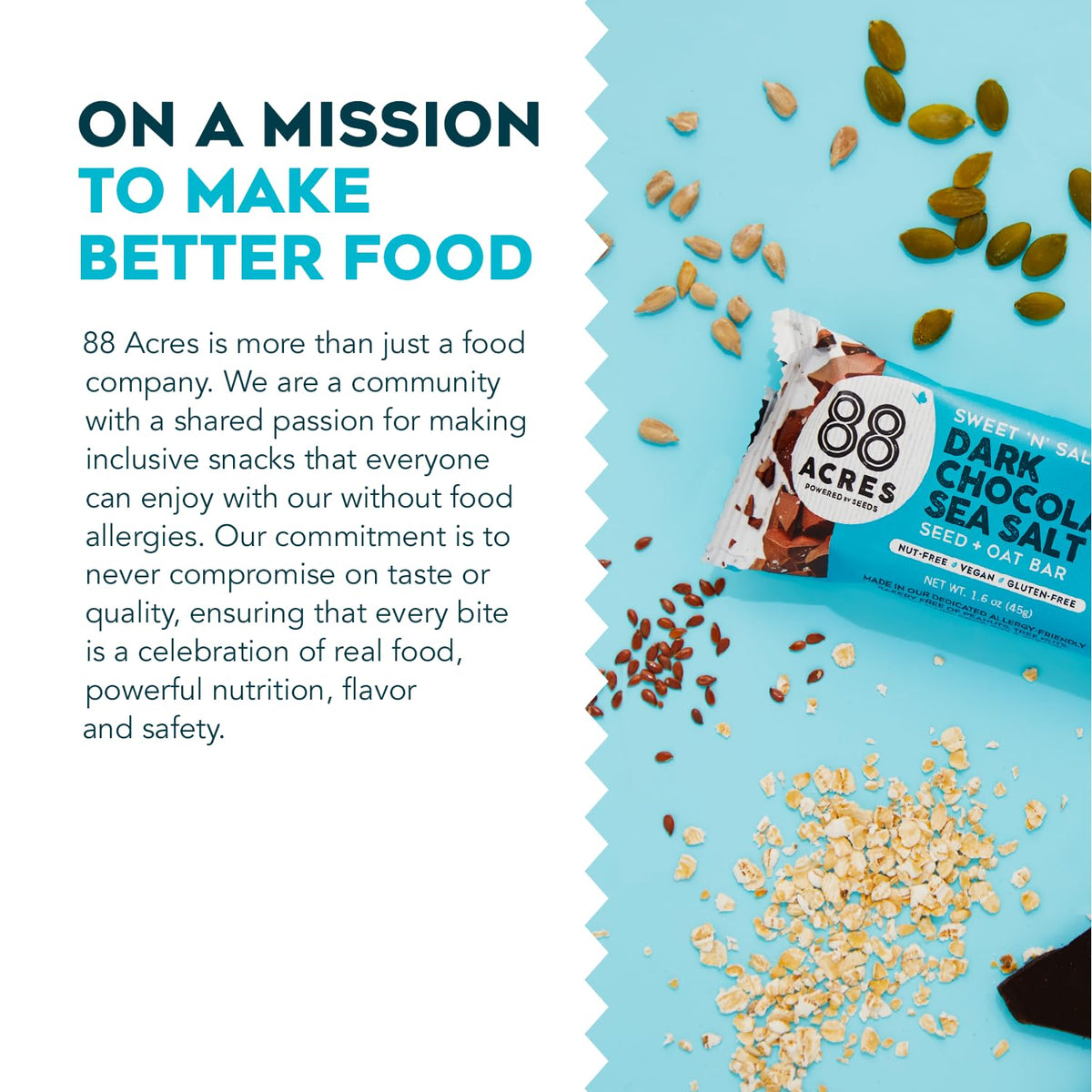 88 Acres Granola Bars – Dark Chocolate Sea Salt, 12 Count | Allergen Free, Gluten Free, Vegan, Non-GMO, Kosher, Individually Wrapped