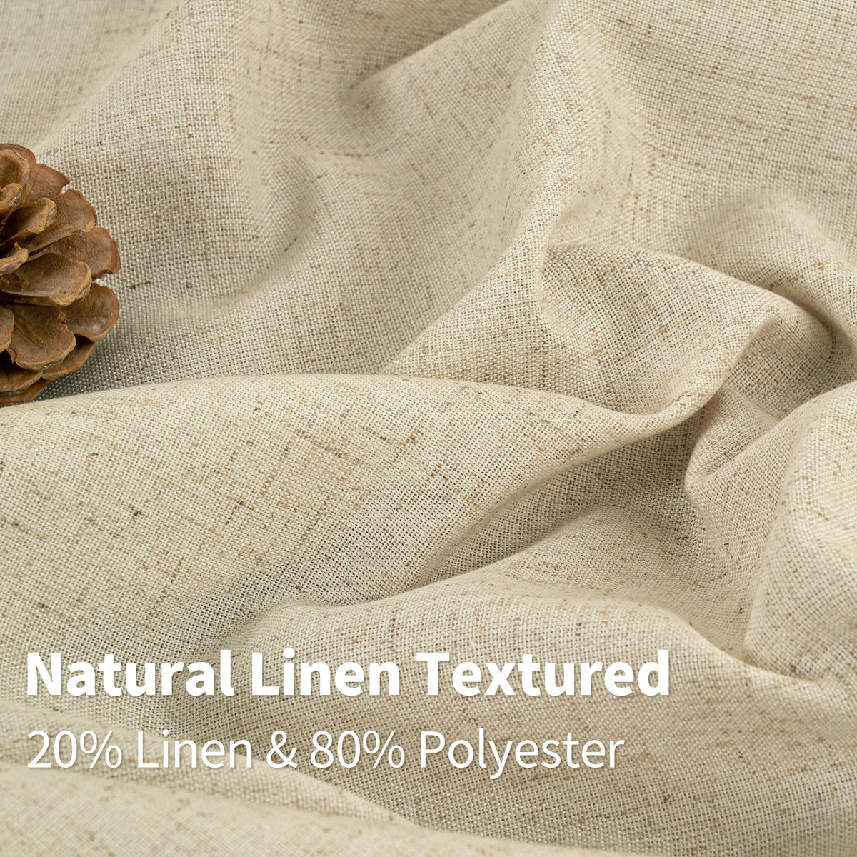YoungsTex Burlap Linen Curtains with Grommet 84 Inch Length for Living Room, Natural Tan Light Filtering Drapes Privacy Semi Sheer for Farmhouse Bedroom, 2 Panels, 52 X 84 Inch