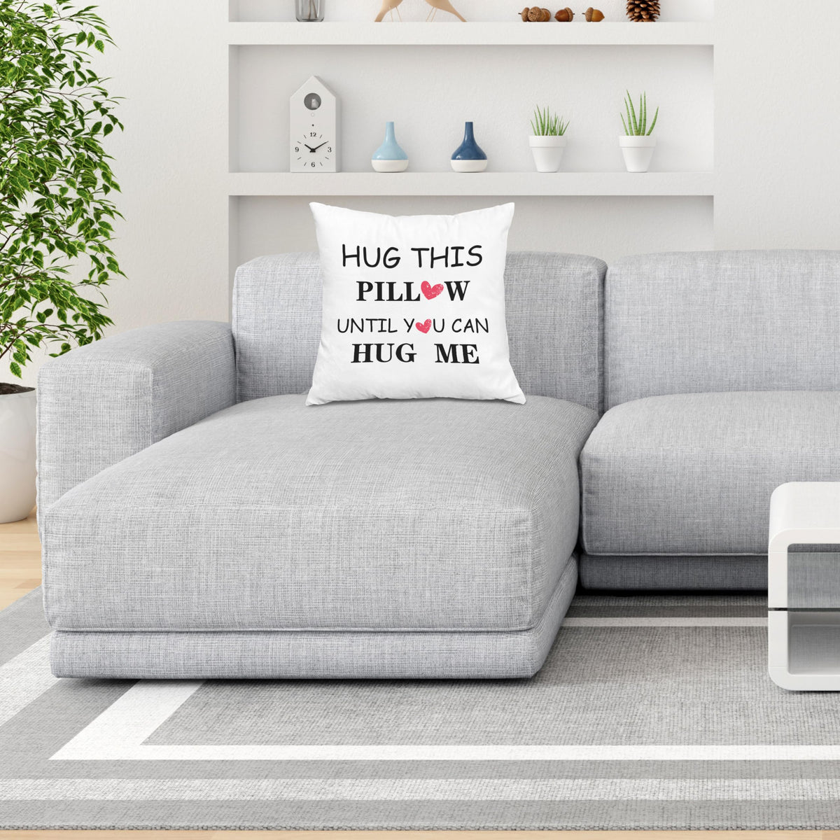 XUNLURY Hug This Pillow Until You Can Hug Me Throw Pillow Covers 18x18, Anniversary Birthday Gifts for Boyfriend Girlfriend, Long Distance Relationship Gifts, Couples Pillow Covers