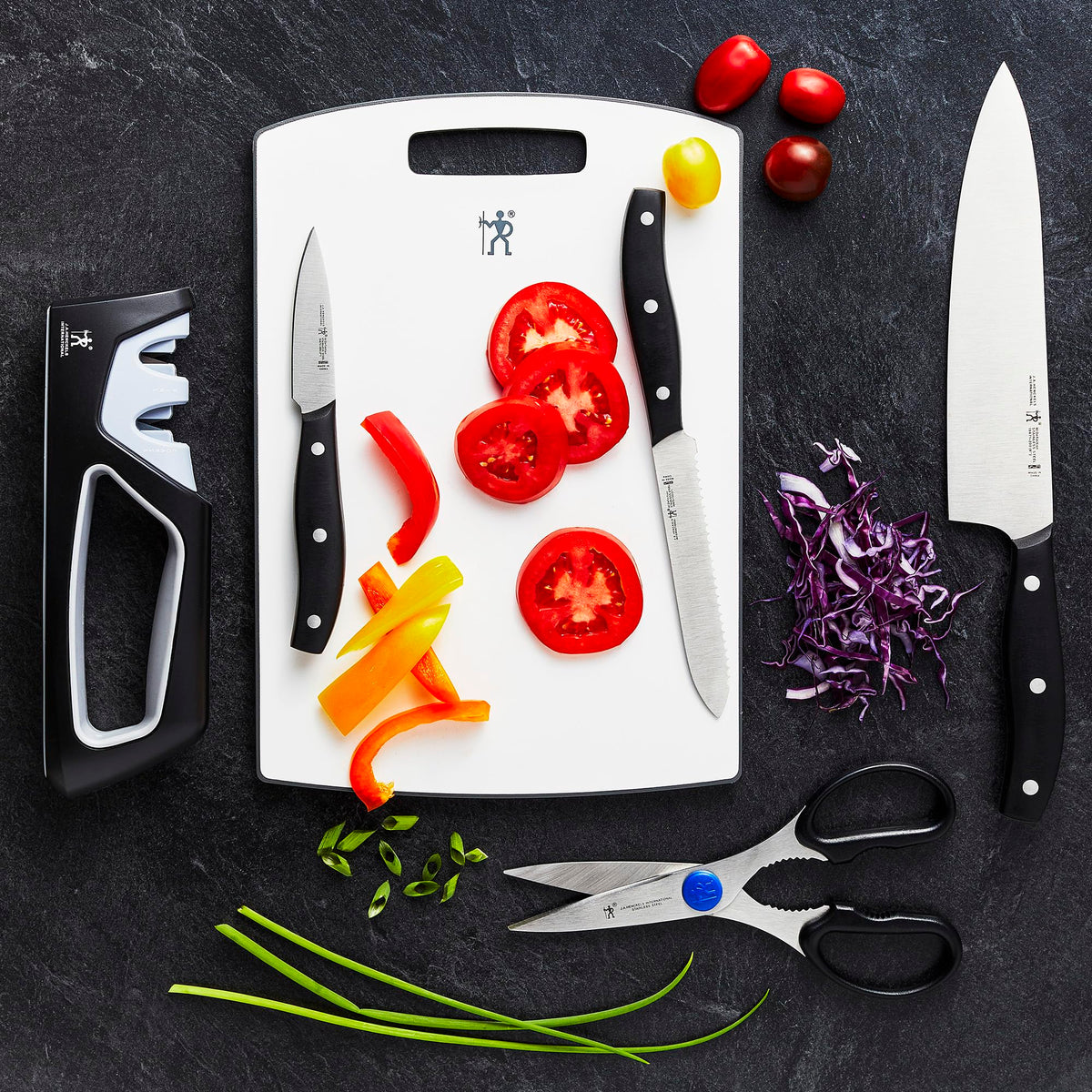 HENCKELS 11.5-inch x 16.5-inch Large White Cutting Board, Gray Border