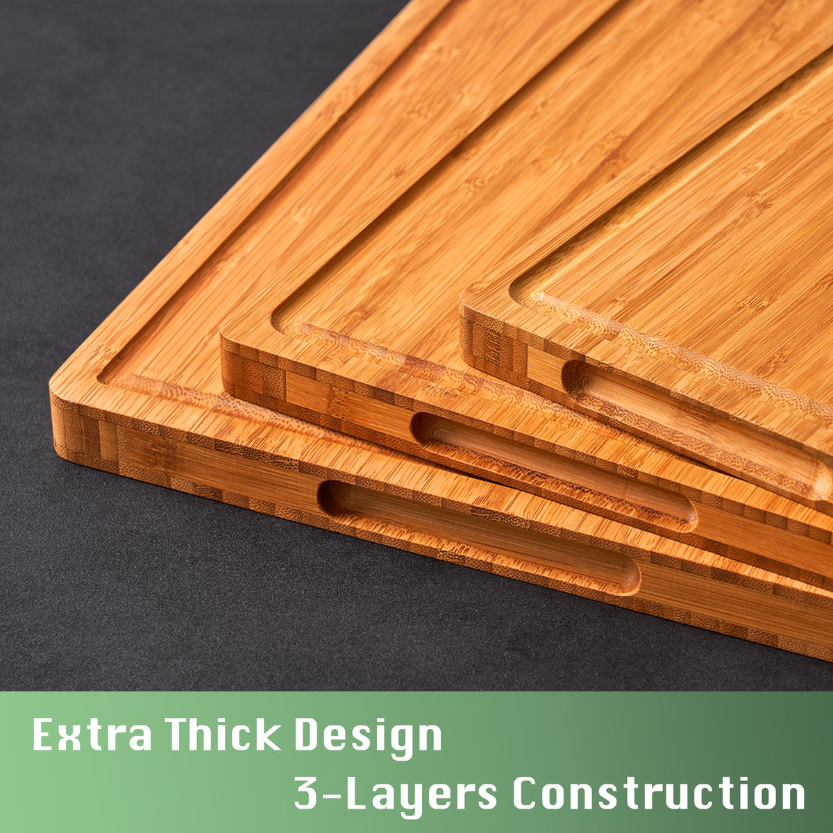 Allsum Extra Thick Wood Cutting Board for Kitchen, Reversible and Durable