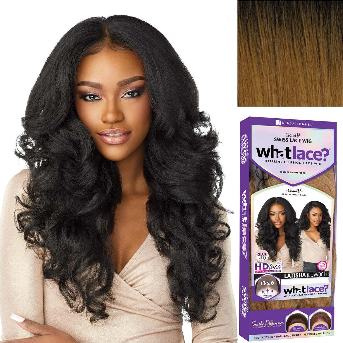 Sensationnel What Lace 13X6 Wigs - Latisha Synthetic Wig Cloud 9 With Preplucked Hairline Hd Lace - Whatlace Latisha (T1B/27)