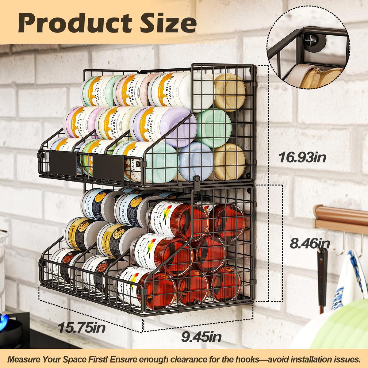EffiQ-Rate 2 Pack Pantry Organizers and Storage Shelf Canned Food Organizer
