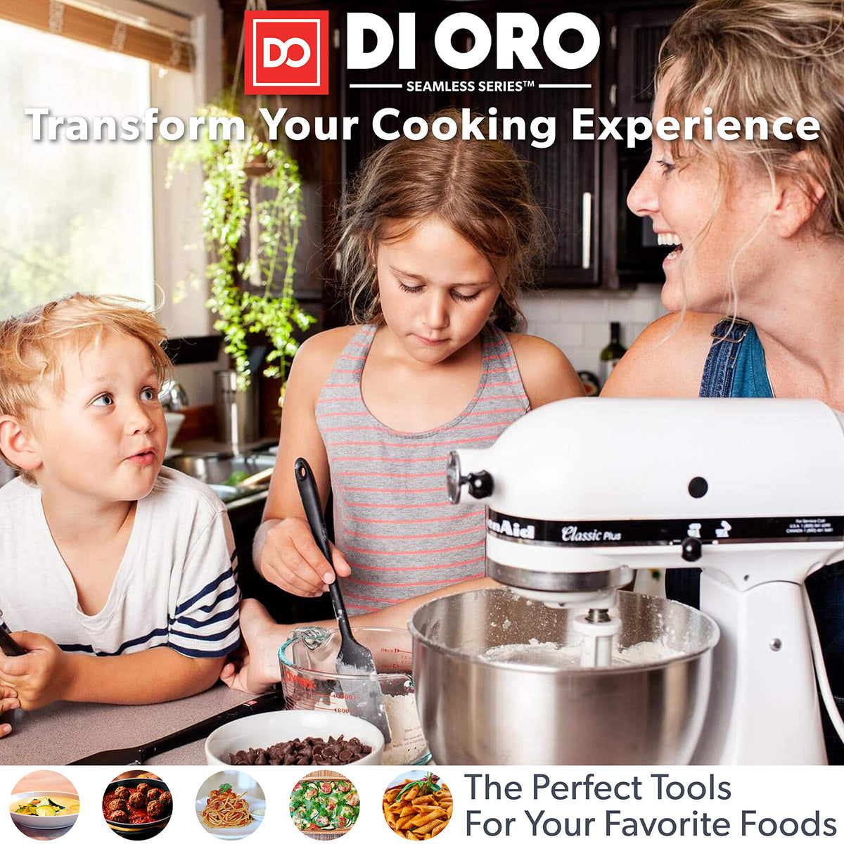 DI ORO Silicone Cooking Spoons - Solid & Slotted Set, 2-Pc Black