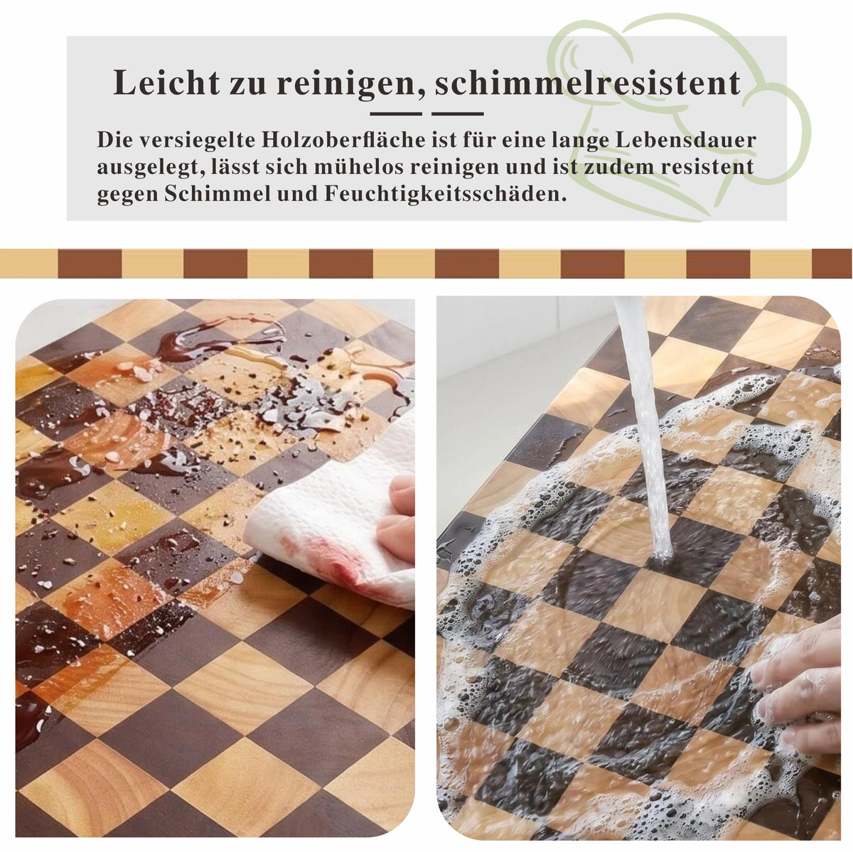 Checkered Cutting Board for Kitchen, 16"L x 11"W x 1"Th – Wooden Chopping, Cheese & Charcuterie Board in Acacia Wood, Butcher Block Serving Tray for Meat, Fruit, Bread & Vegetables