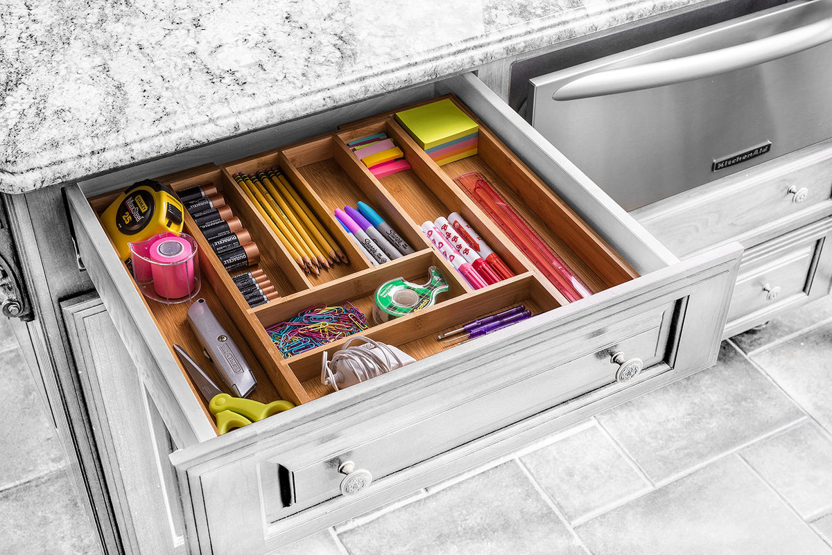 Bellemain Bamboo Kitchen Drawer Organizer, Expandable 8-Slot Tray