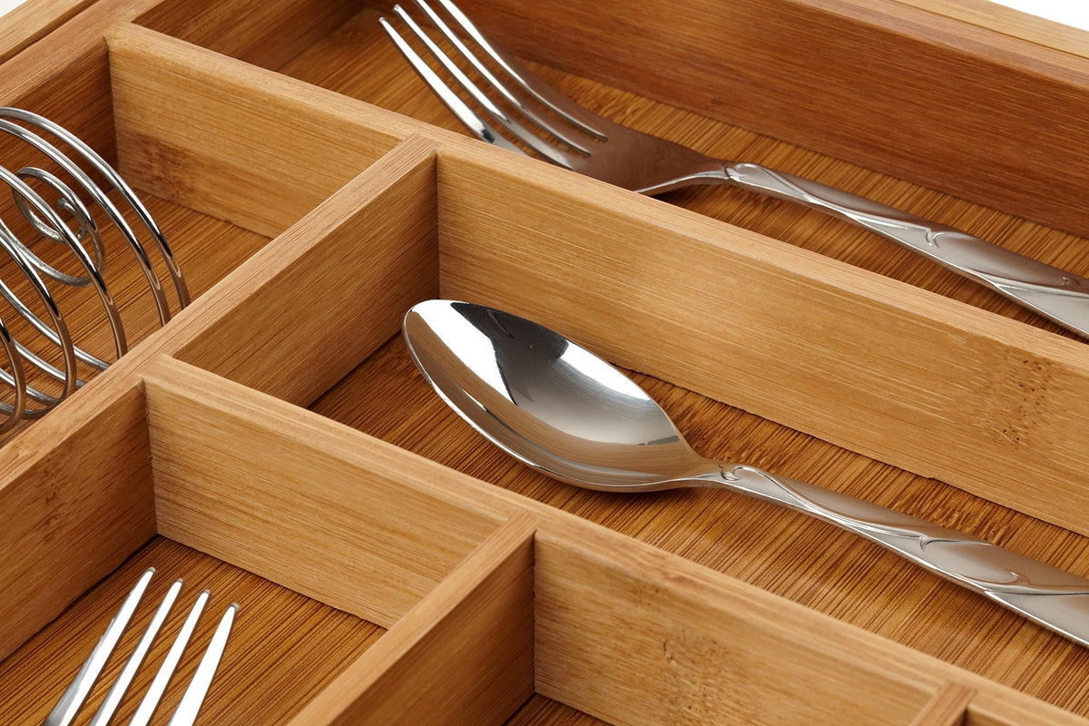 Bellemain Bamboo Kitchen Drawer Organizer, Expandable 8-Slot Tray