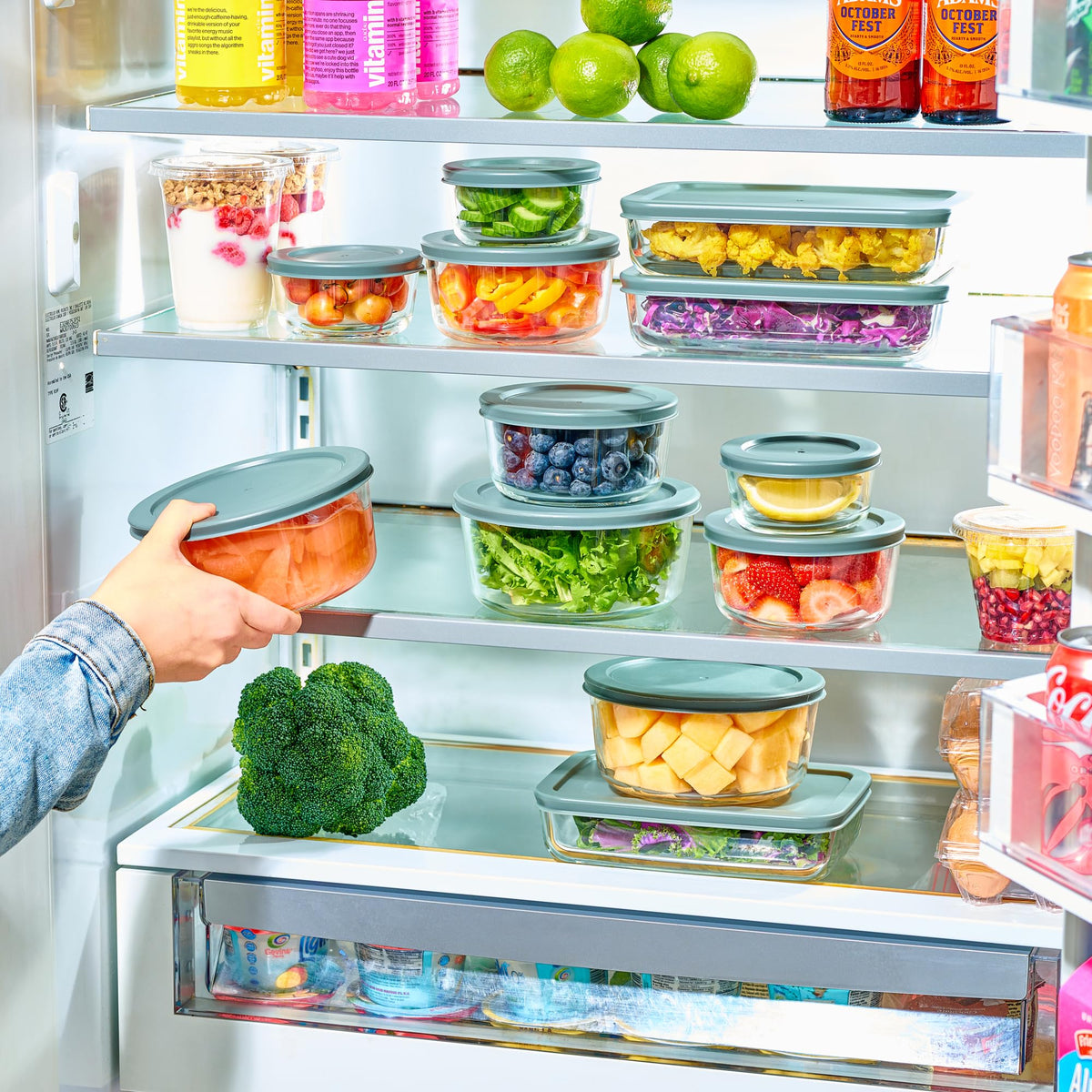24pc Set Glass Food Storage Containers & Bowls with Airtight Lids - Leakproof BPA-Free Meal Prep Airtight Stackable Lunch Boxes, Kitchen Pantry & Storage Organizers - Microwave Freezer Dishwasher Safe