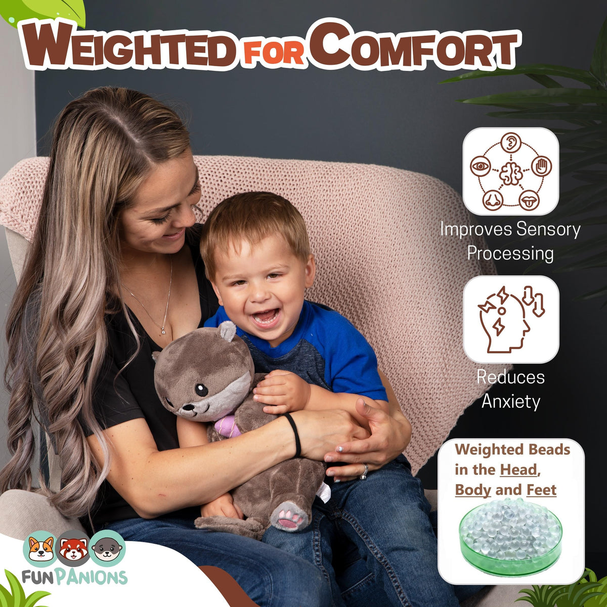 Funpanions Weighted Stuffed Animals – 4LB Cute Plush for Adults, Teens & Kids - Large Sea Otter (Non-Machine Washable)