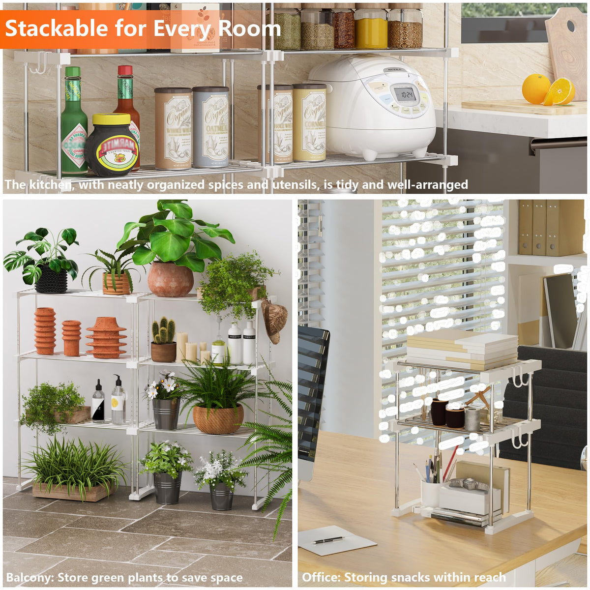 BLULEE Expandable Under Sink Organizer, No-Drill Adjustable Shelf