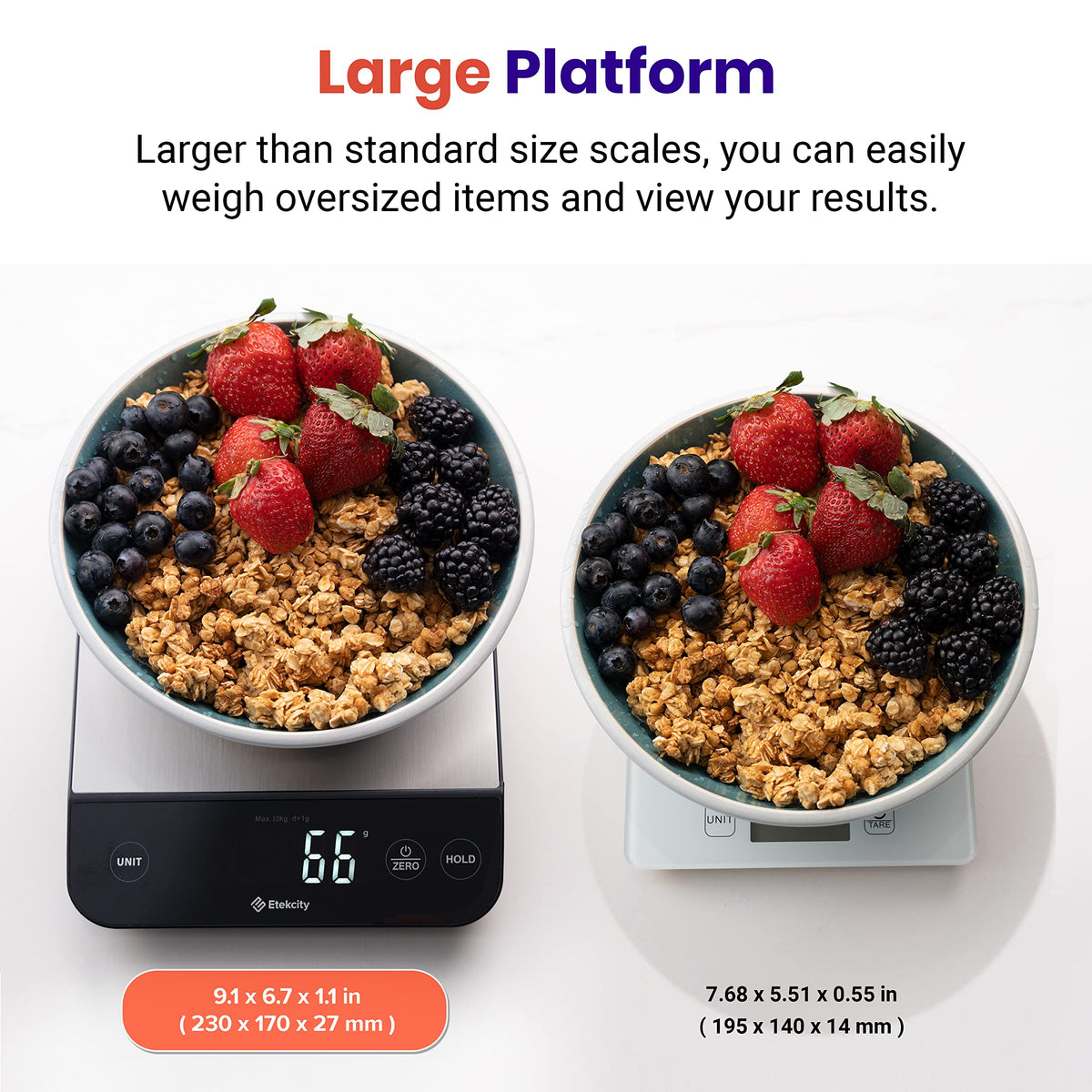 Etekcity 22lb Food Kitchen Scale, USB Rechargeable, IPX6 Waterproof