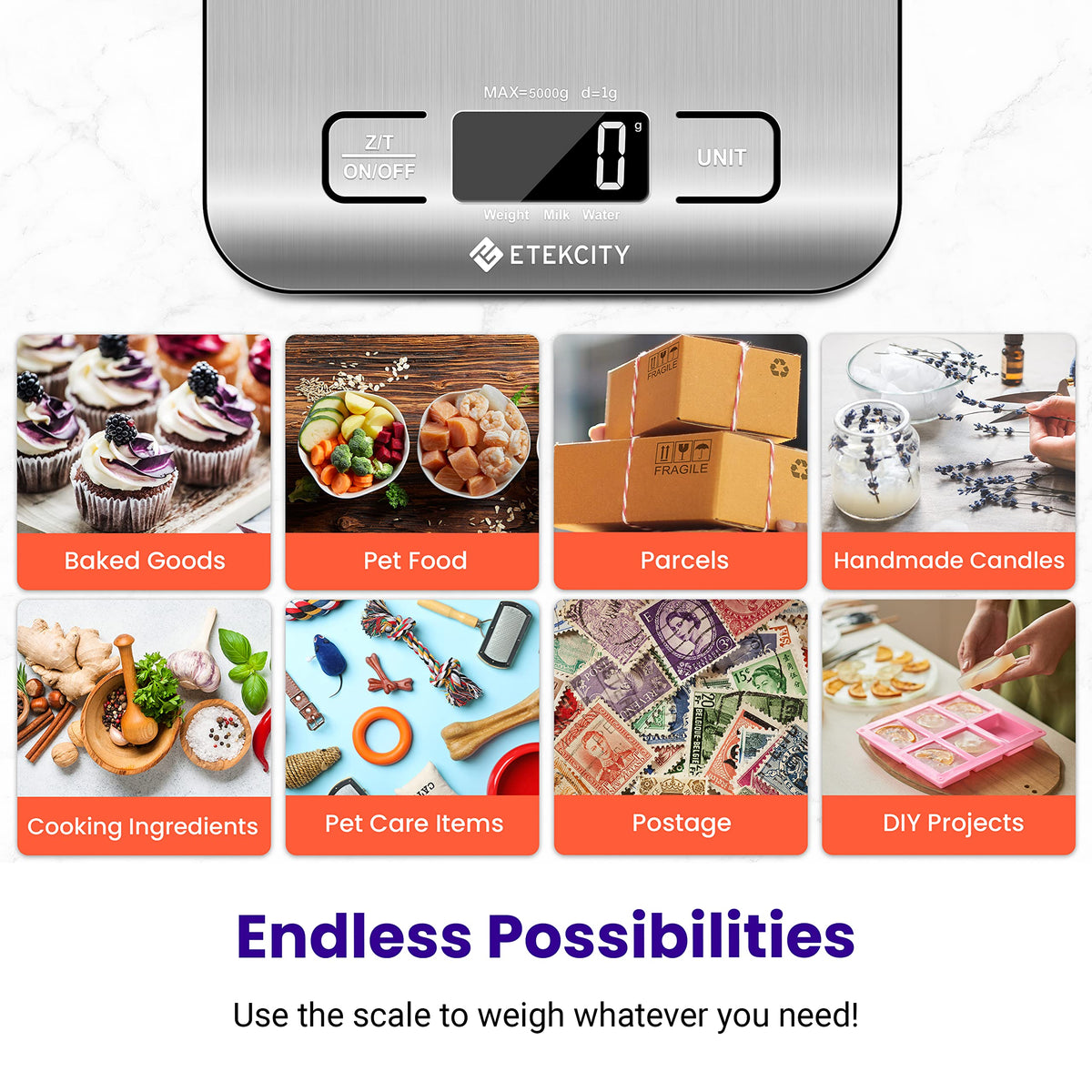 Etekcity Food Kitchen Scale, Digital Grams and Ounces, 11lb