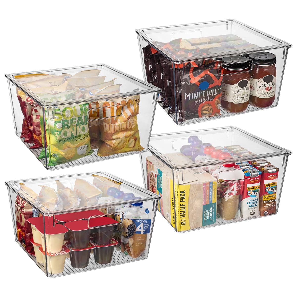 ClearSpace Plastic Storage Bins with Lids, Pantry Organizer, XL, 4 Pack