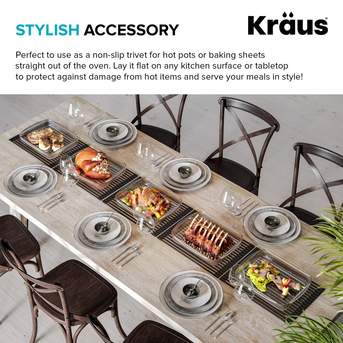 Kraus Multipurpose Workstation Sink Roll-Up Dish Drying Rack, Colander and Trivet in Dark Grey, KRM-11DG