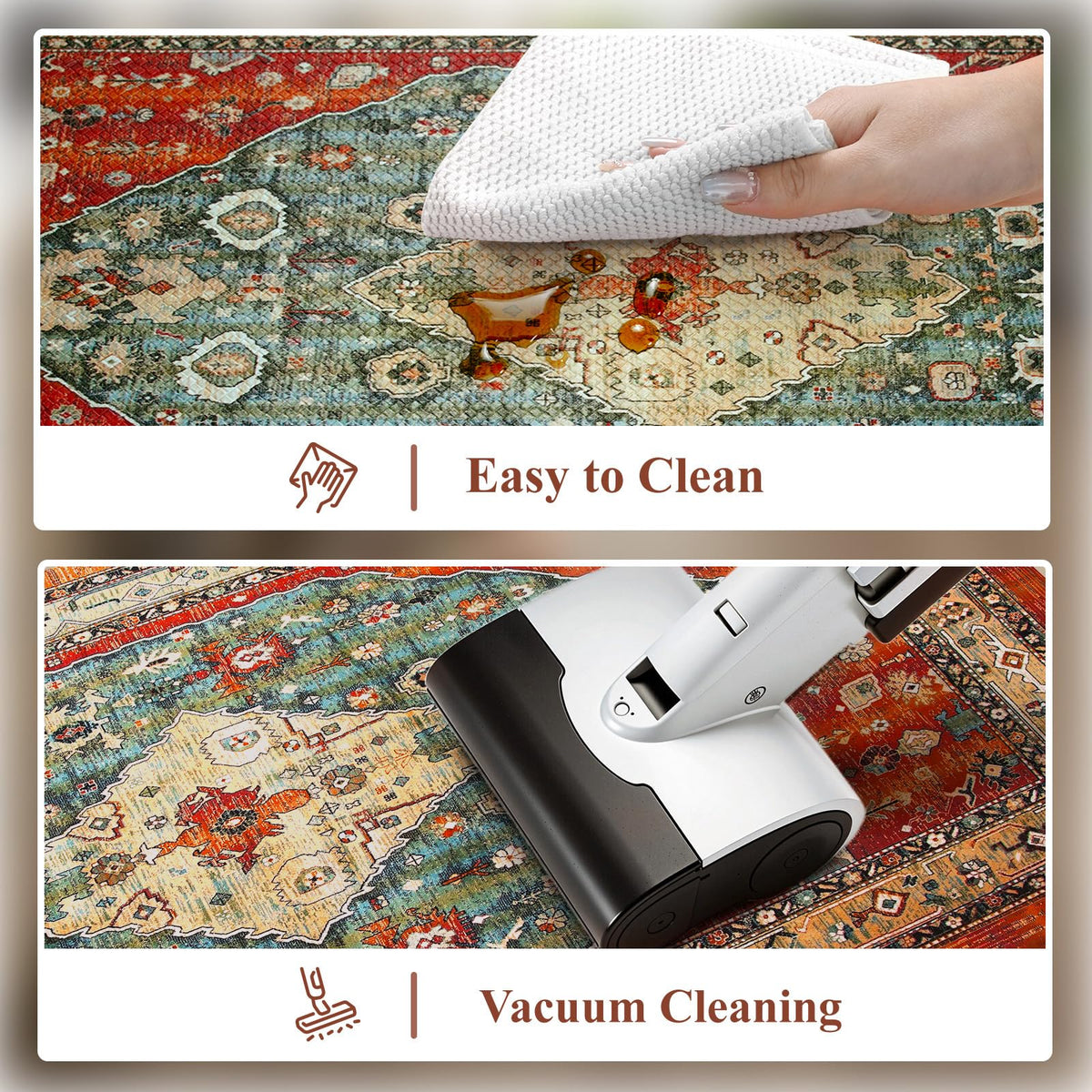 Collive Boho Kitchen Rugs Sets of 2 Fall Kitchen Mats for Floor Waterproof