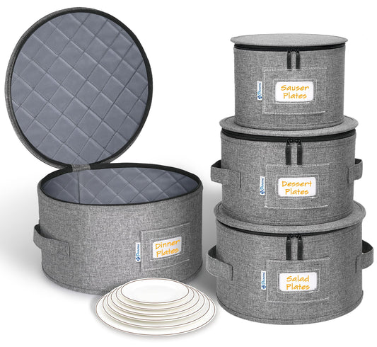 punemi China Storage Containers, 4-Set Hard Shell Dish Storage for Moving