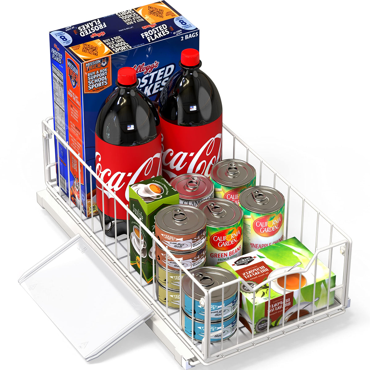 Simple Houseware Pull-Out Cabinet Sliding Basket, 17.2Dx9.7Wx5H, White